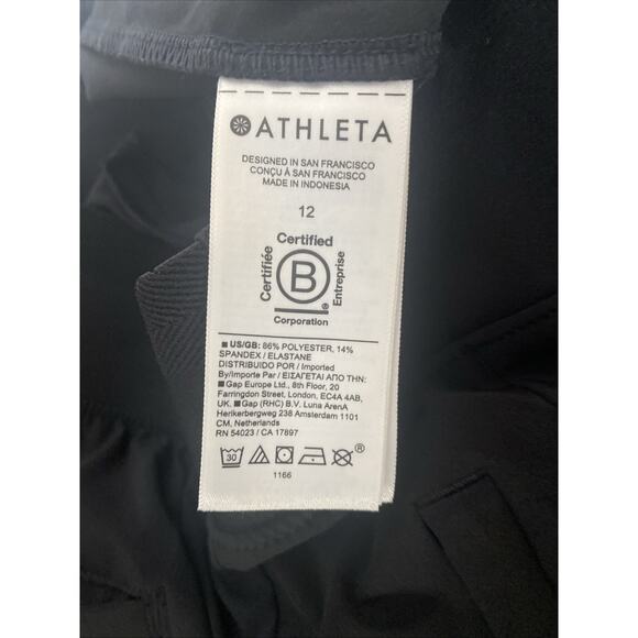 Athleta Wide Leg Pants Black Pockets Career Casual Size 12 - Picture 6 of 7